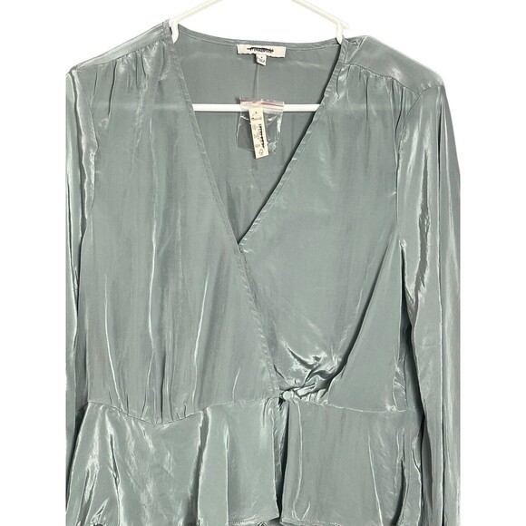 Madewell‎  Bell-Sleeve Wrap Top Blue-Gray Size 4 New  NP057 Faded river - Picture 3 of 14
